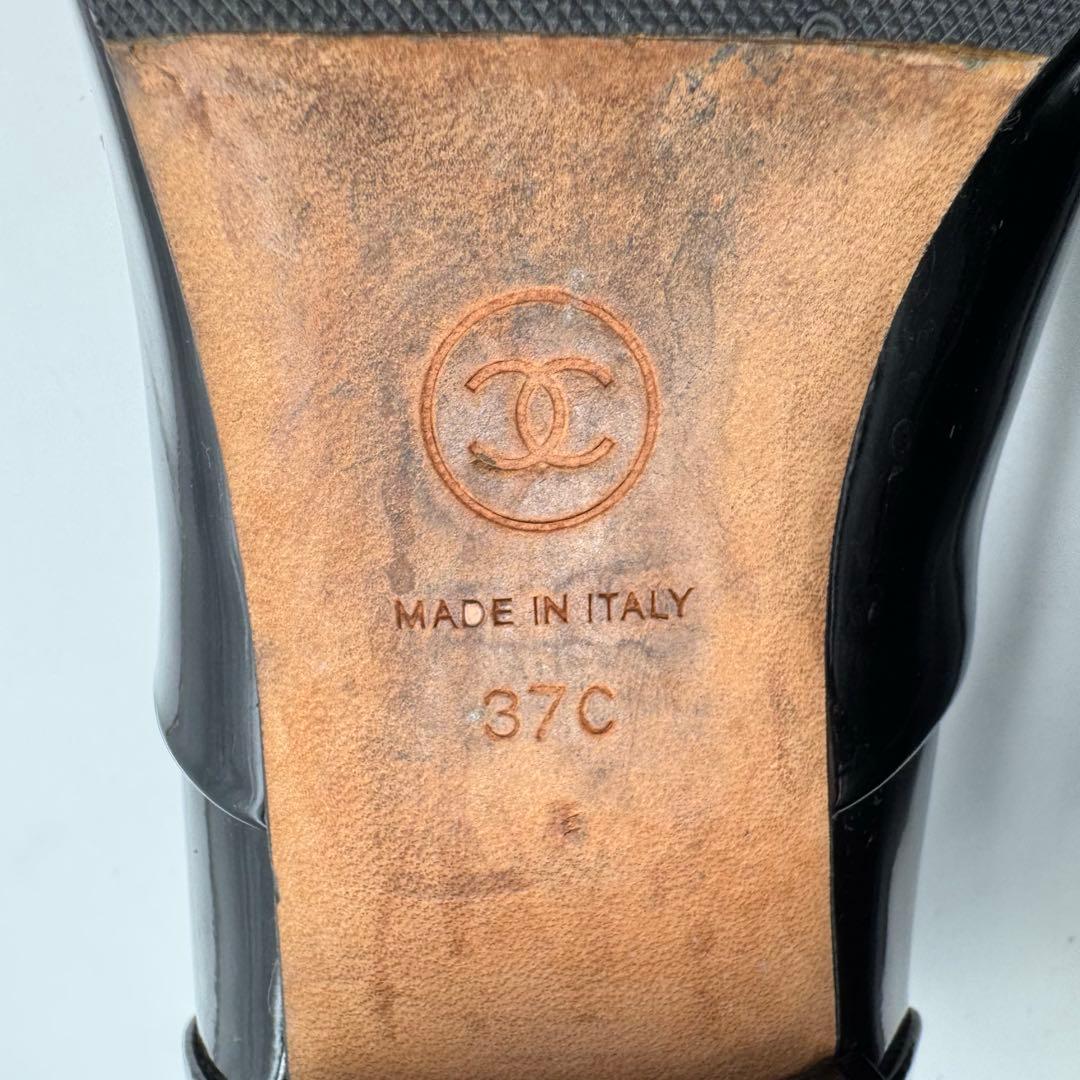 CHANEL シャネル　ココマーク　カメリア　ブラック　エナメル　サイズ37