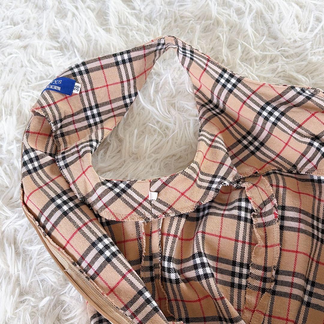 美品✨【バーバリーズブルーレーベル】ノースリーブワンピース ノバチェック 38
