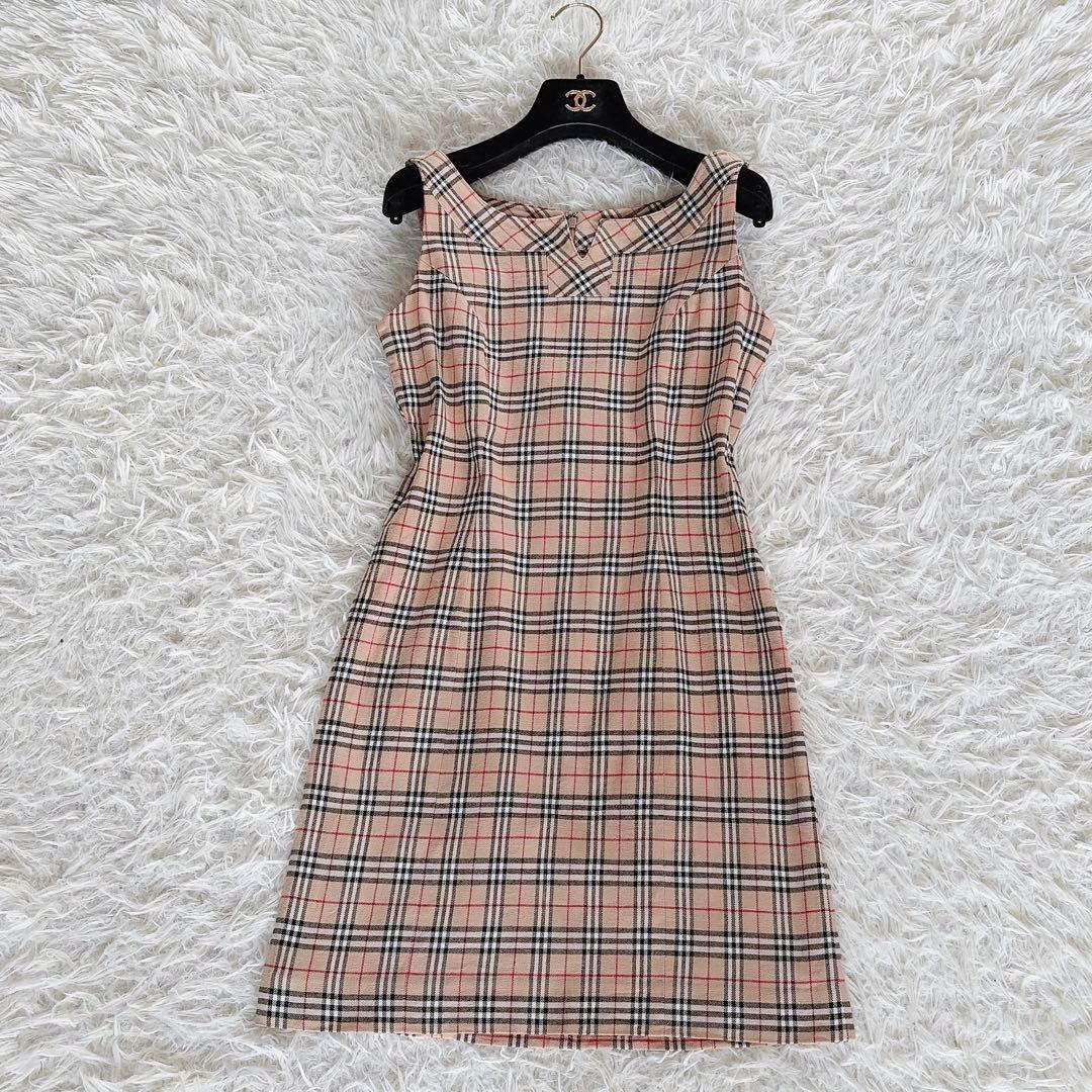 美品✨【バーバリーズブルーレーベル】ノースリーブワンピース ノバチェック 38