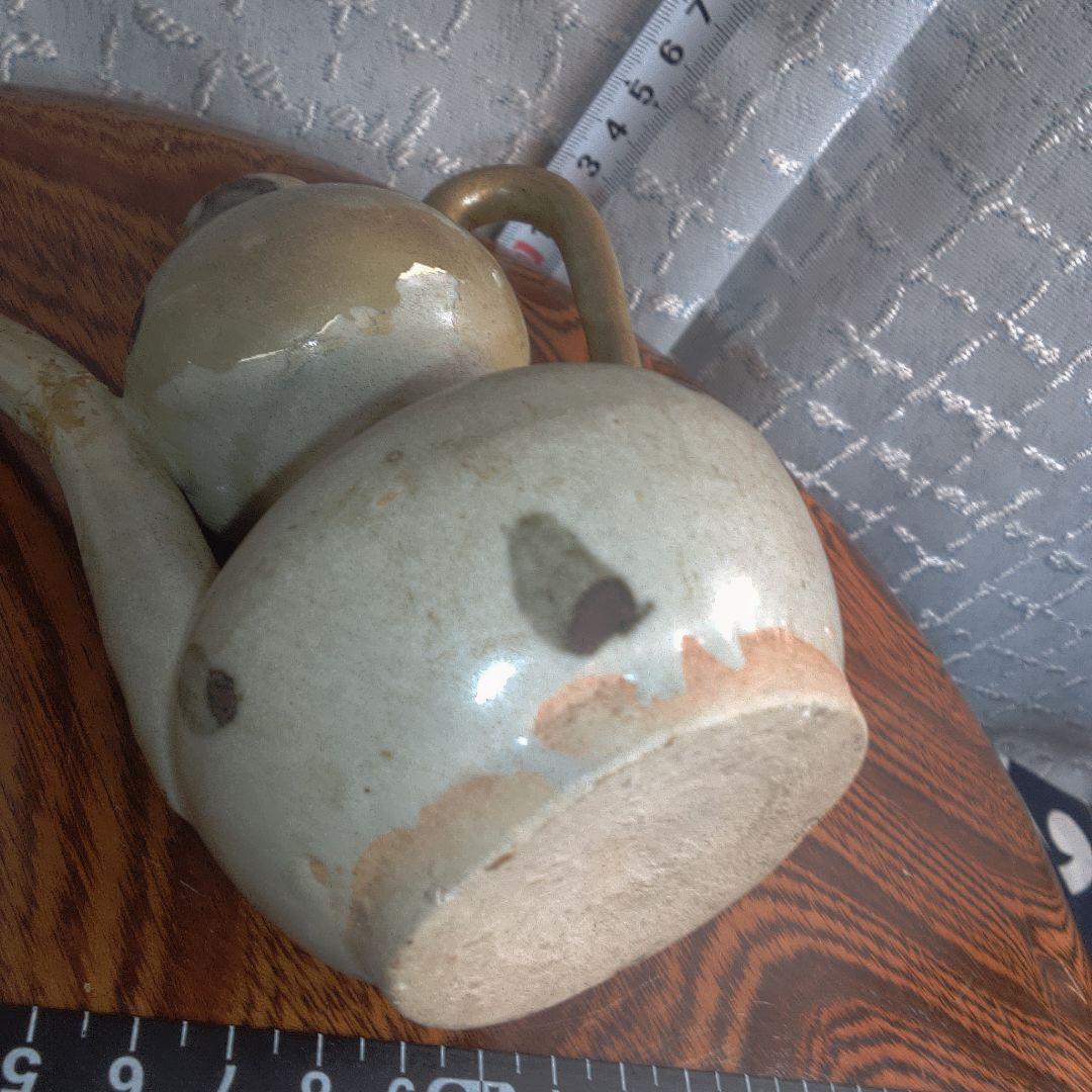 骨董６手作り陶器壺、二重ボディ