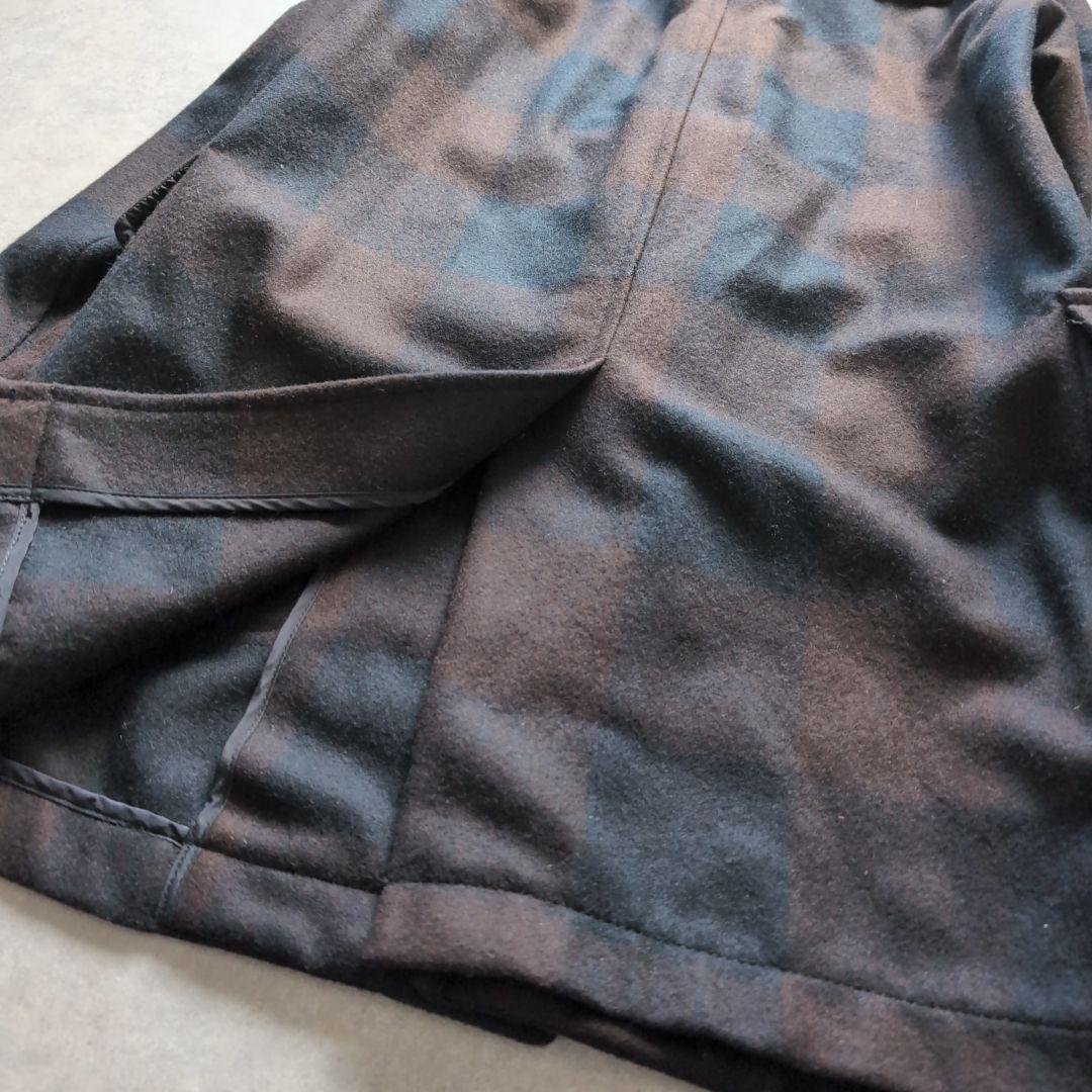 ピーエスポールスミス ウールダッフルコート チェック 2way ブラウン L