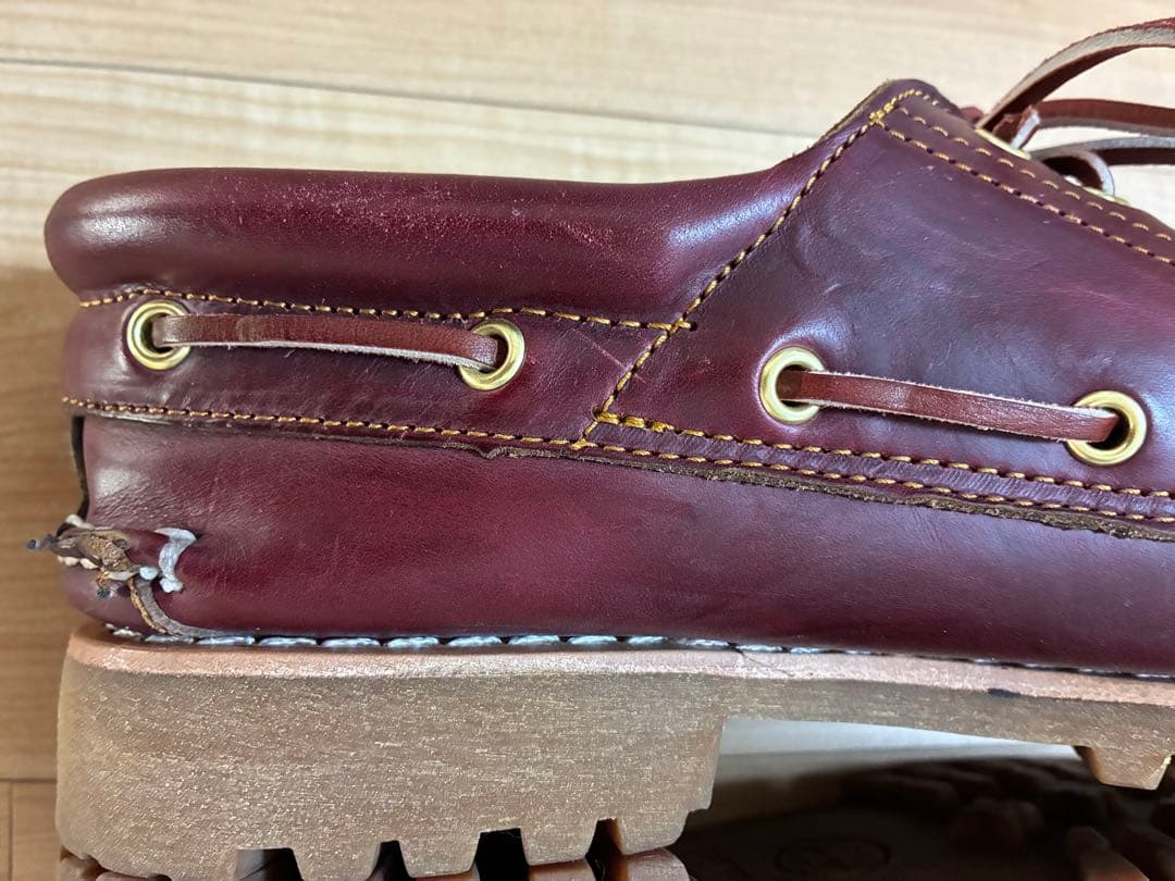 ティンバーランド　3eye 3アイレット　バーガンディ レザー デッキシューズ