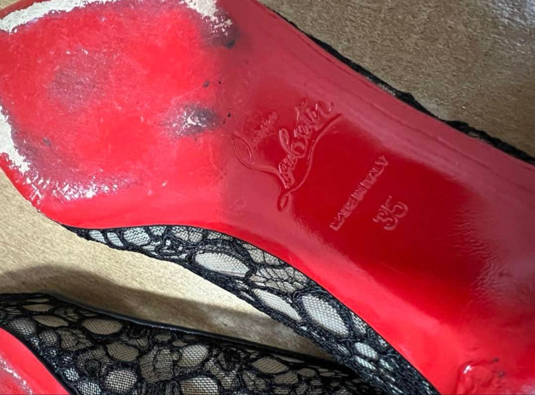 クリスチャンルブタン 黒レースフラットシューズ　35サイズ22cm相当