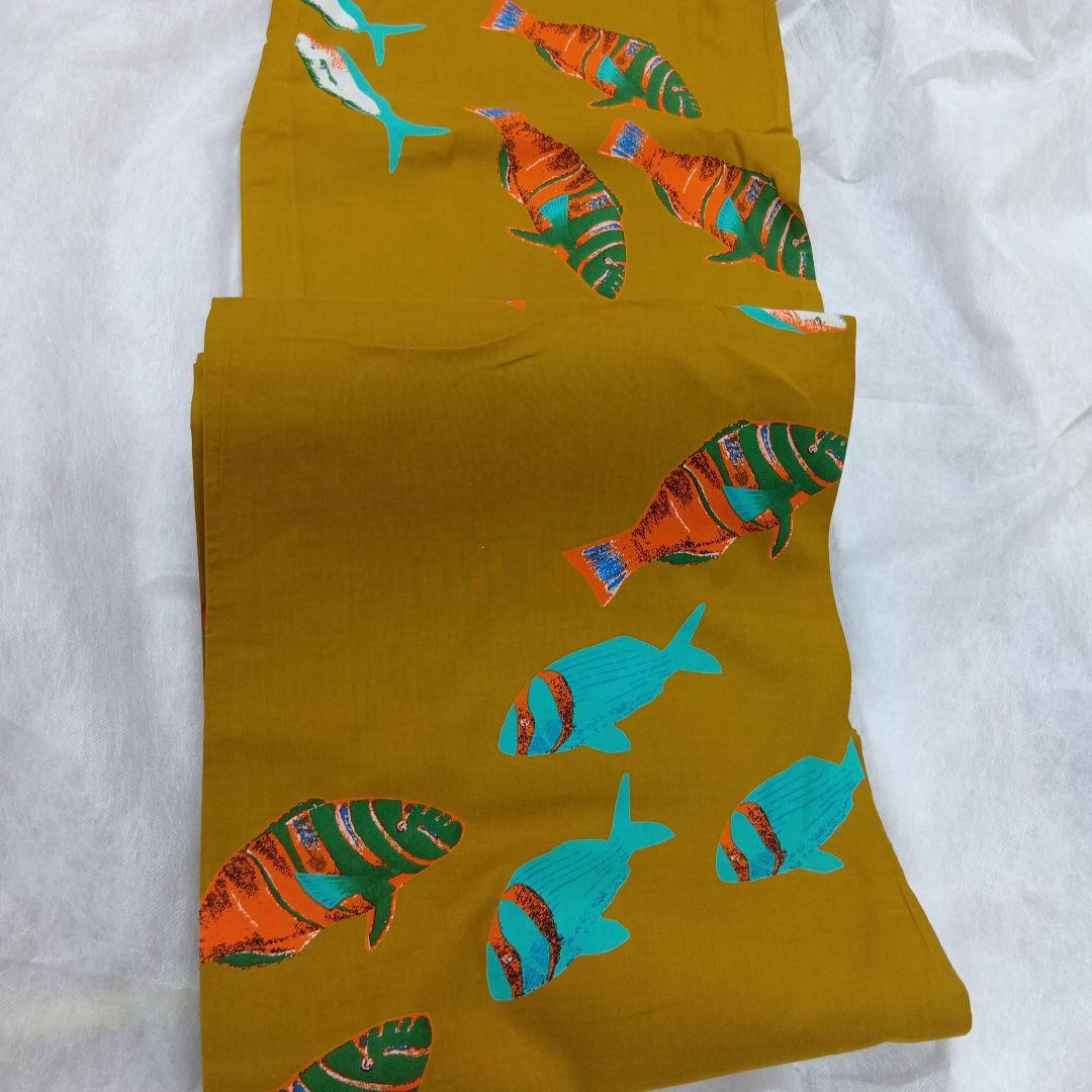 魚柄マスタード色浴衣・帯セット