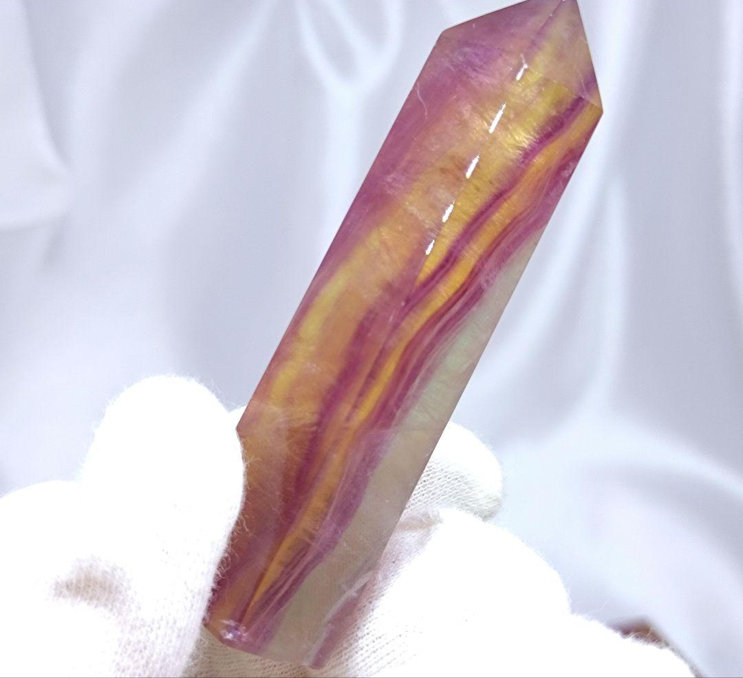 キャンディ フローライト　ポイント　お買い得 4本 セット　六角柱　ストライプ