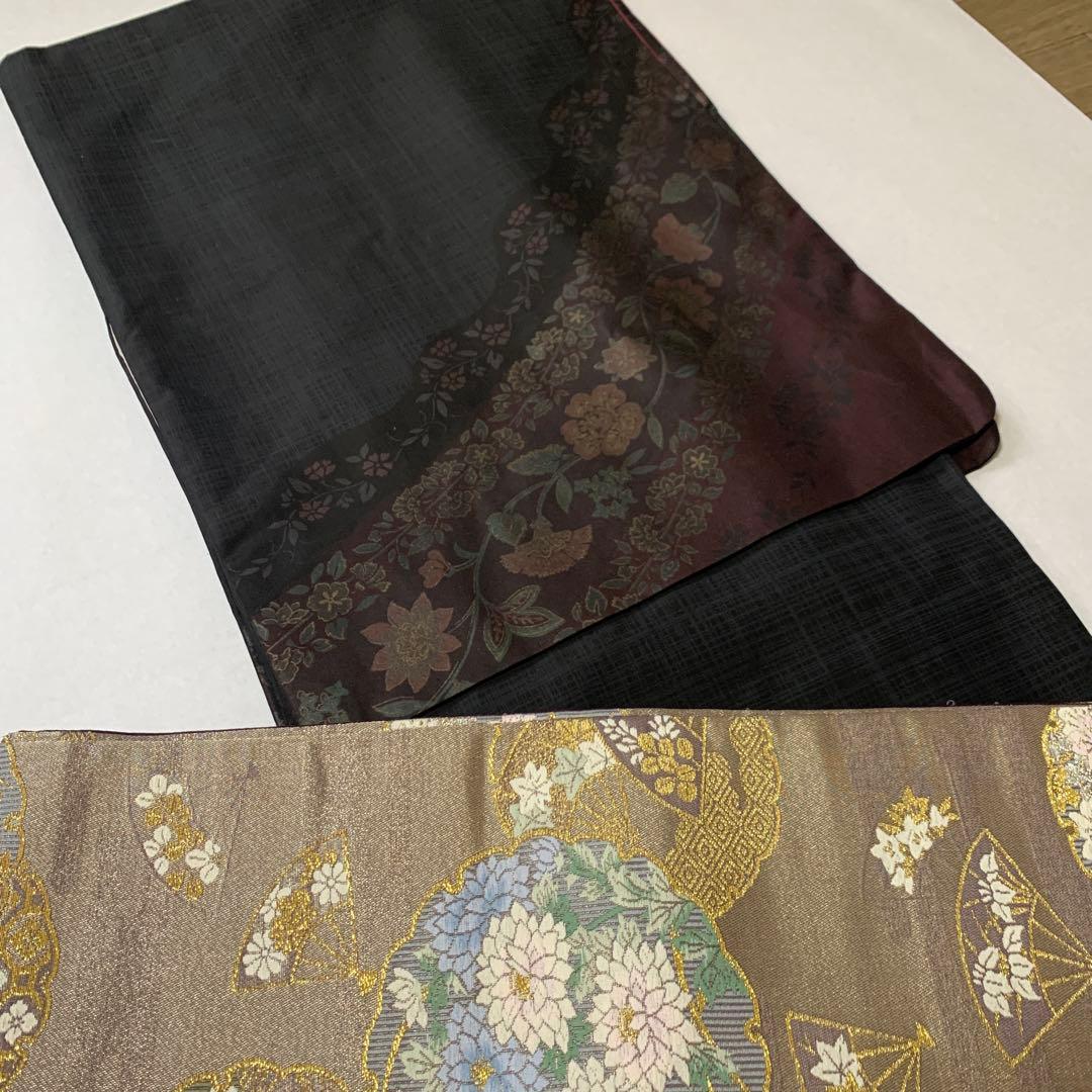 正絹　訪問着　刺繍　袋帯　セット