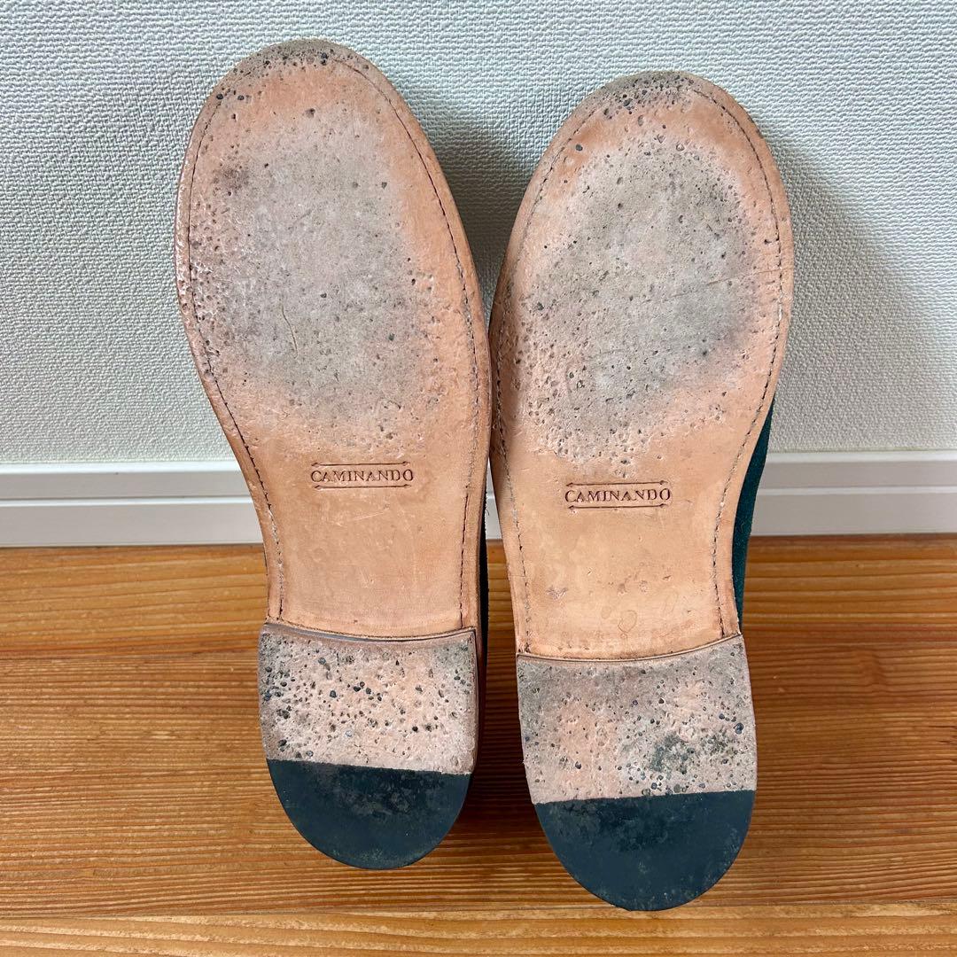 CAMINANDO スウェードローファー アシンメトリー グリーン メキシコ製