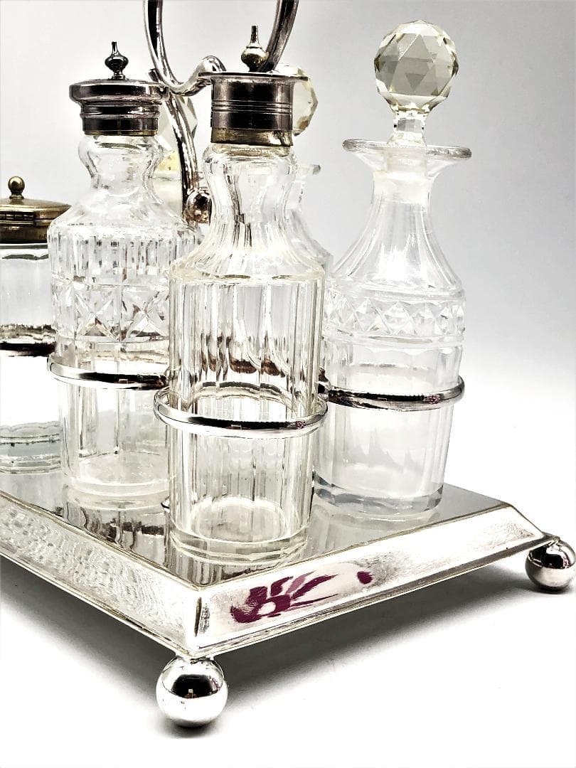 【 1900年ドイツ製　卓上セット 】　ガラス瓶/調味料ボトル