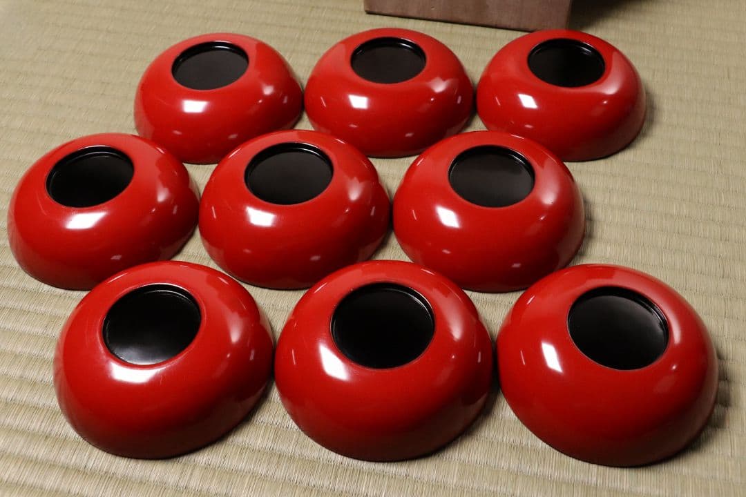 木製漆器 桐唐草蒔絵 朱塗銘々木皿 十九客 11.8cm 木箱 金蒔絵 MA12