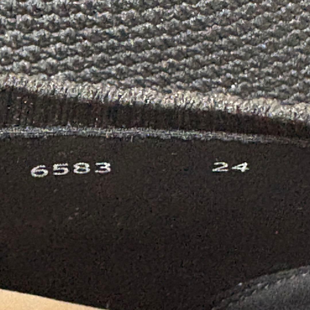 未使用に近い JILLSTUART レースアップニットシューズ レザー 黒 24