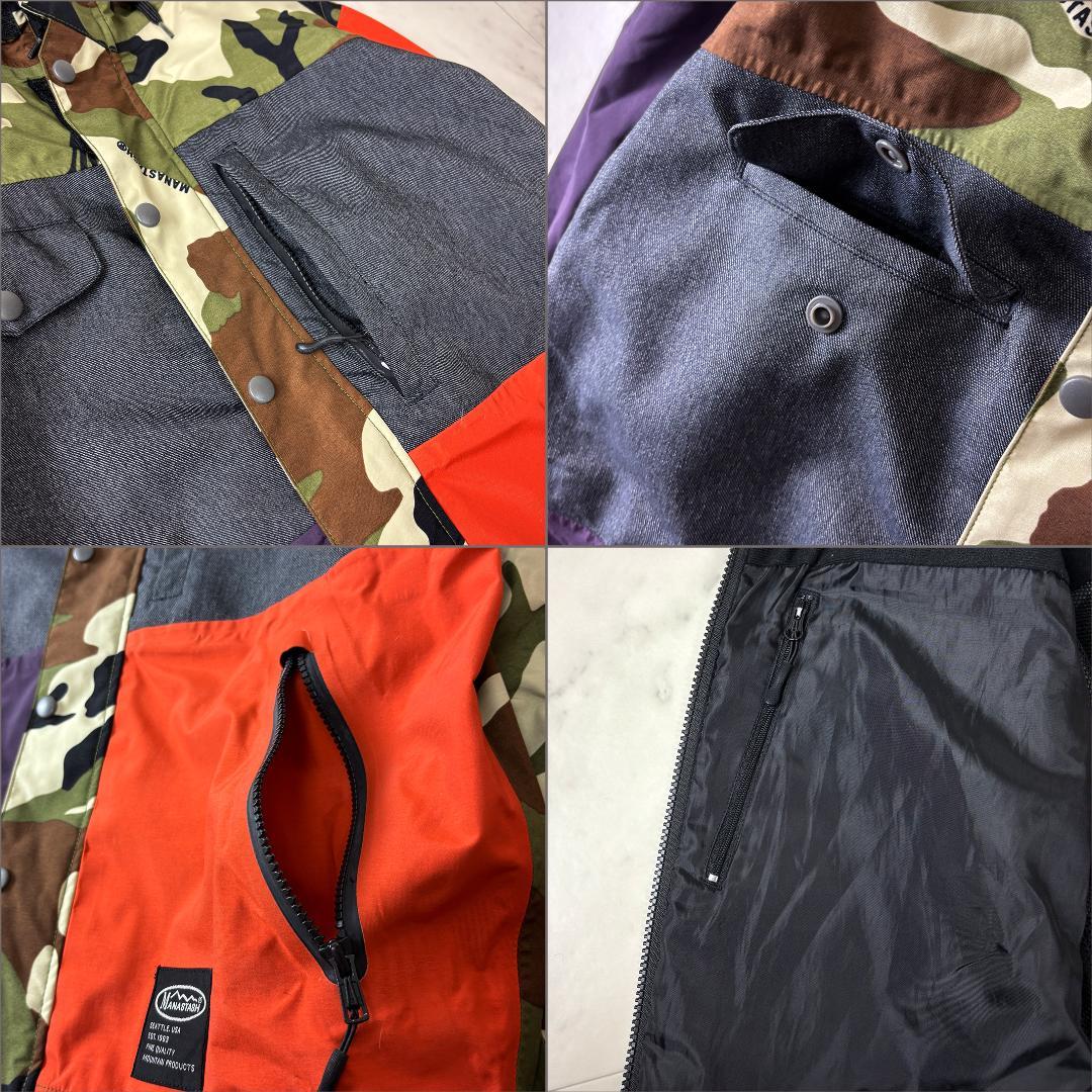 マナスタッシュ M スノーボードジャケット スキージャケット パッチワーク 迷彩