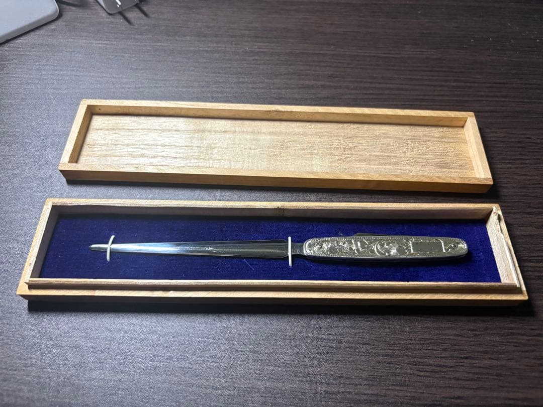 藤本保広工房 #21 純銀製ペーパーナイフ Fウィング刻印 桐箱付