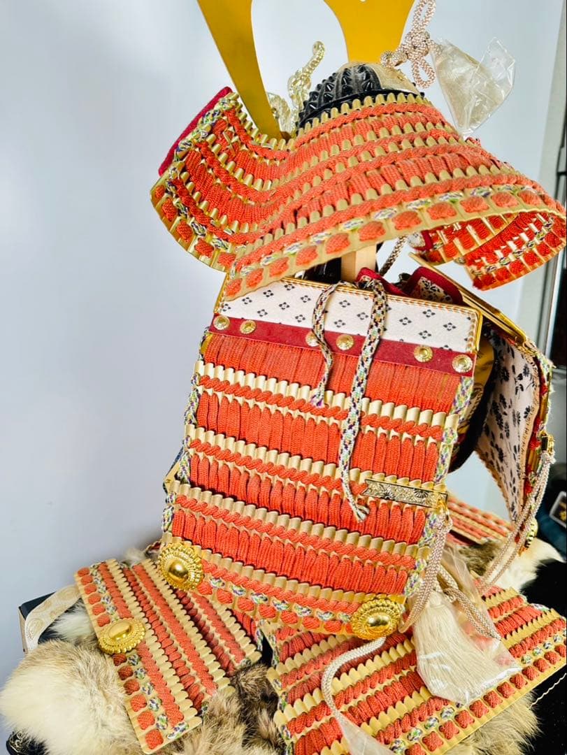 【美品】鎧兜　アンティーク　五月人形　端午の節句　甲冑　武士　源氏鎧　龍玉作