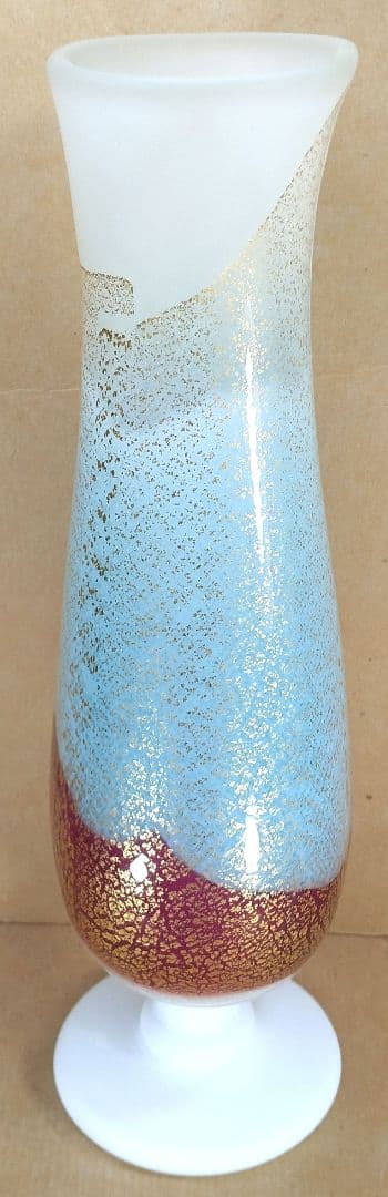 【本物保証】藤田喬平 手吹 ヴェニス三彩 共箱 毎日オークション出品現物 35㎝