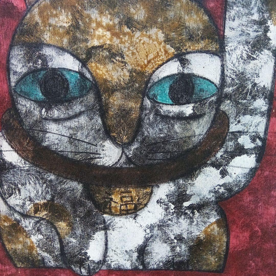 高原鉄男板絵　 招福招猫