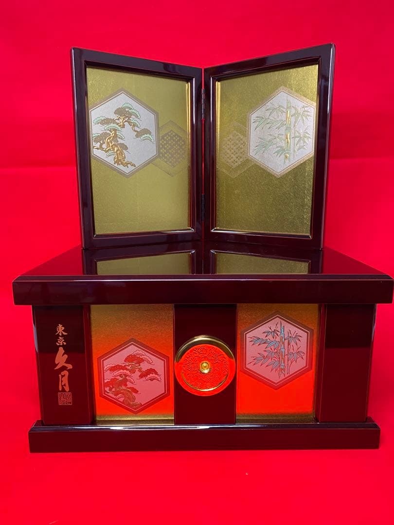 東京久月　五月人形　家紋付き兜飾り収納セット