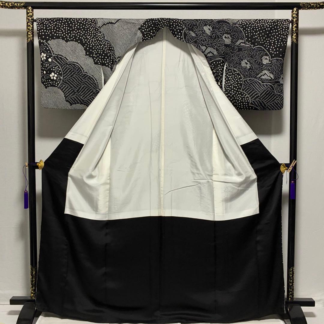 D167 訪問着　藤娘きぬたや　総絞り　花模様　正絹　着物袷　極美品