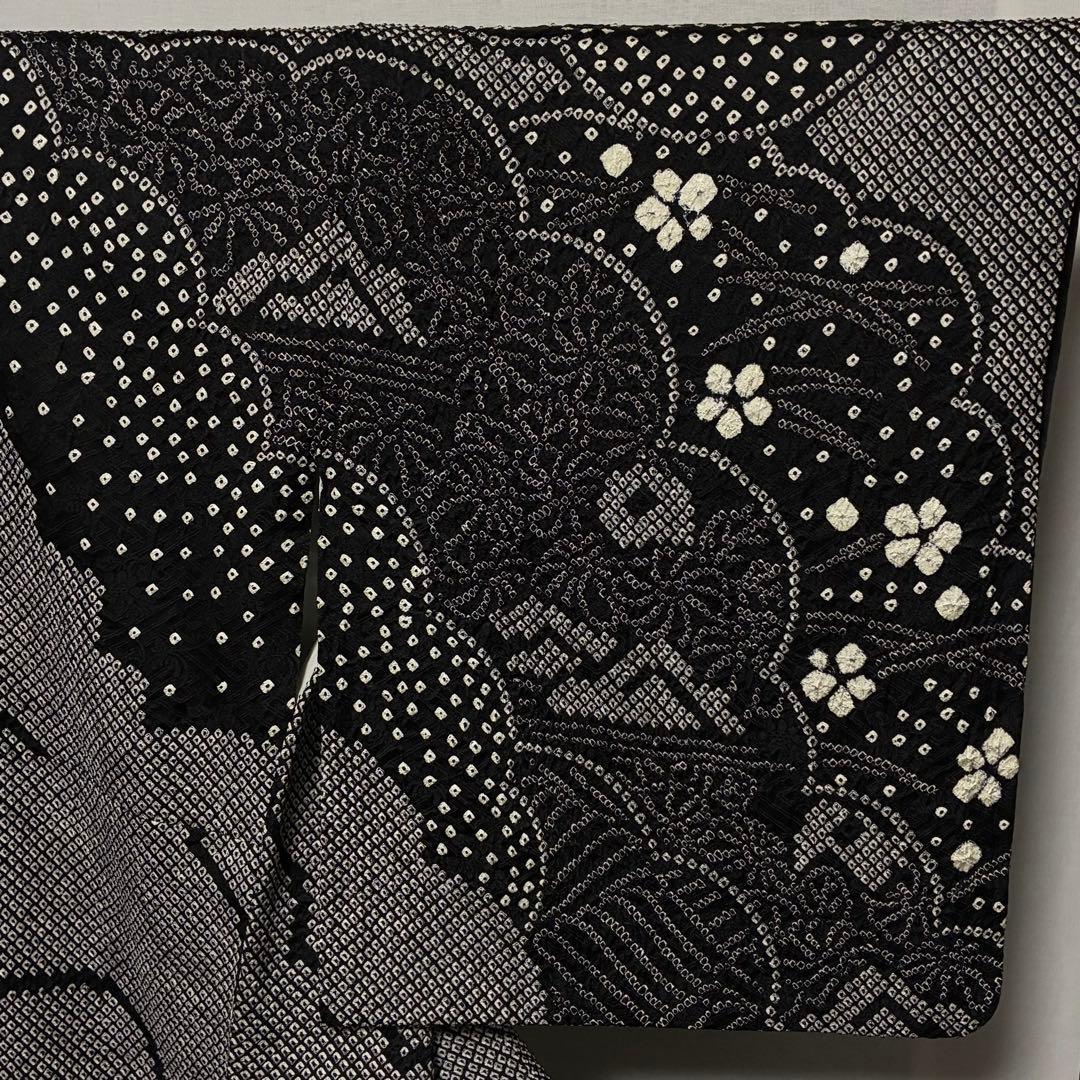 D167 訪問着　藤娘きぬたや　総絞り　花模様　正絹　着物袷　極美品