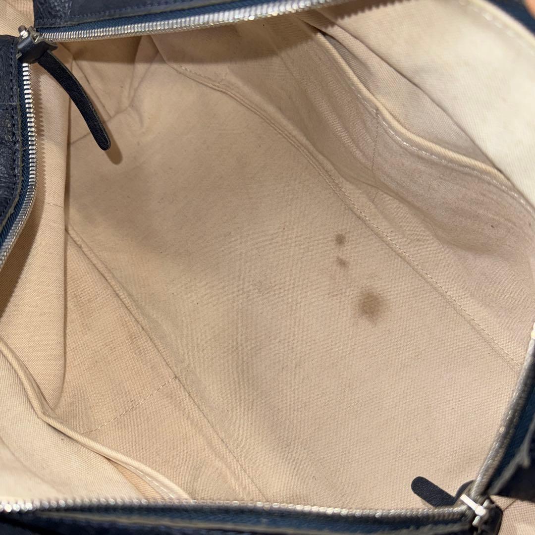 numeri ヌメリ 田村晃輔 本革 レザー 舟形 ショルダー ハンドバッグ 紺