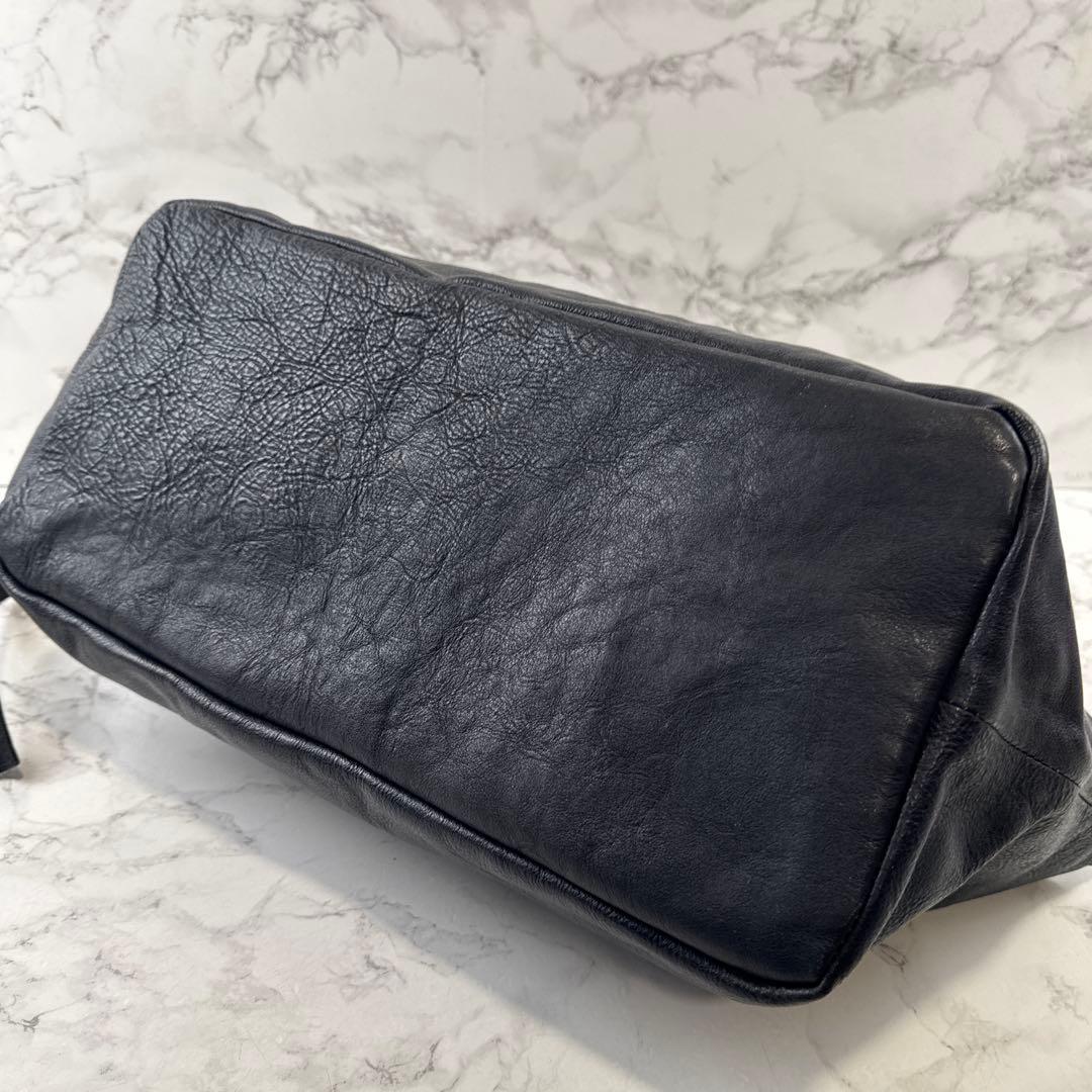 numeri ヌメリ 田村晃輔 本革 レザー 舟形 ショルダー ハンドバッグ 紺