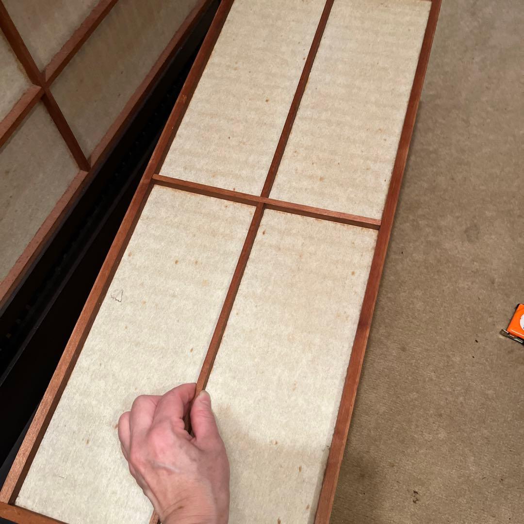 天然木ついたて　間仕切り　衝立和風パーテーション　ヴィンテージ家具　裏障子付き