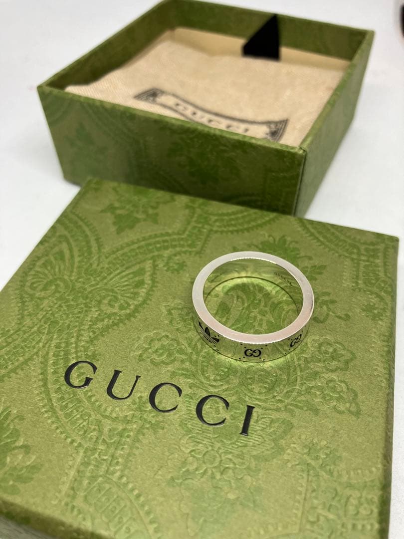 GUCCI adidas グッチ アディダス リング 銀 指輪 21号 中古