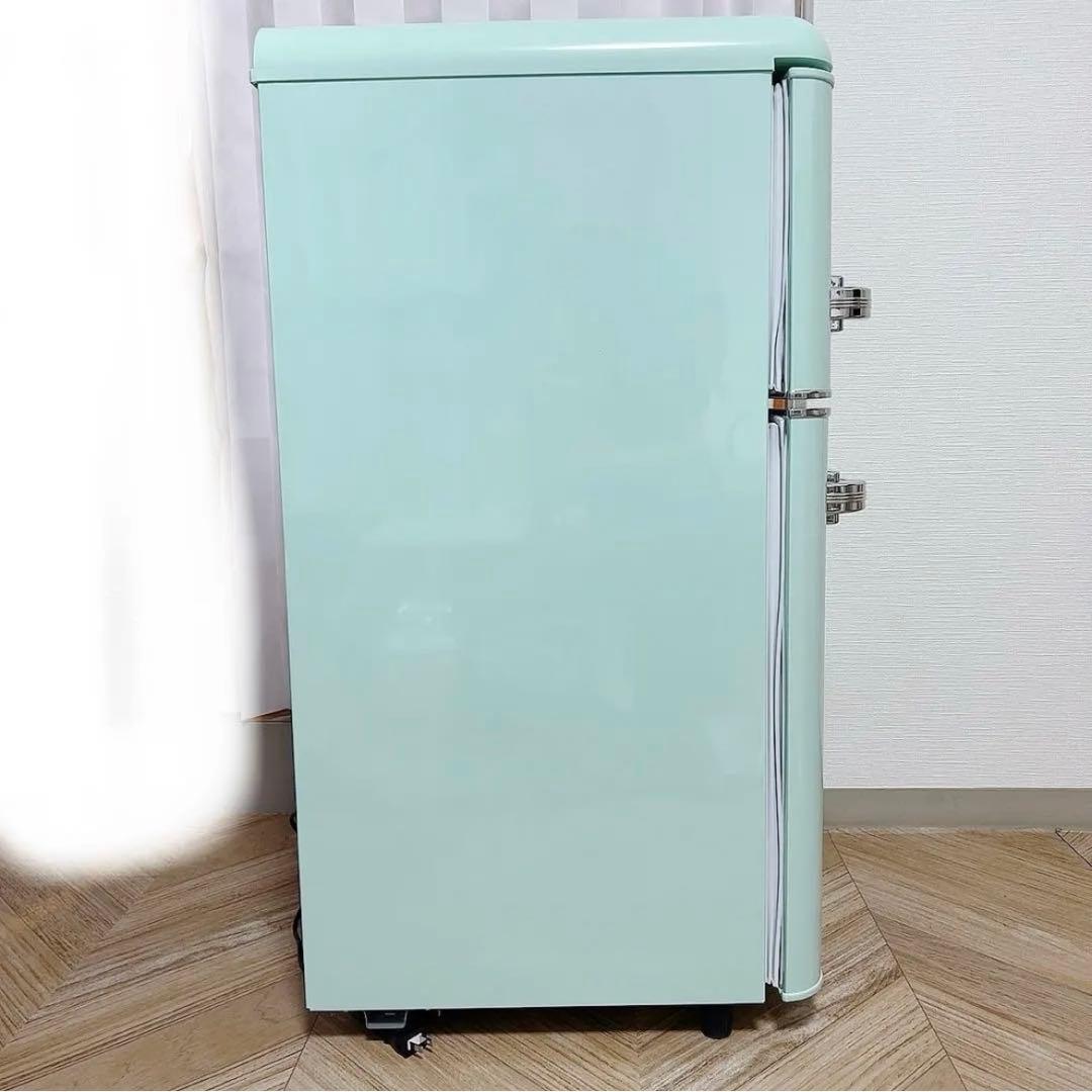 ミントグリーン 冷蔵庫 ダブルドア レトロPRR-082D-LG 2023年製