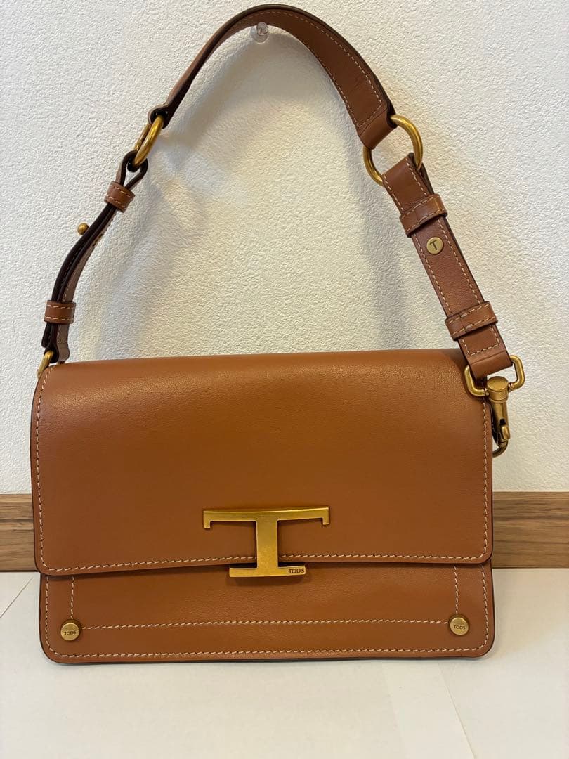 トッズ TOD'S T タイムレス ショルダーバッグ ミニ レザー ブラウン
