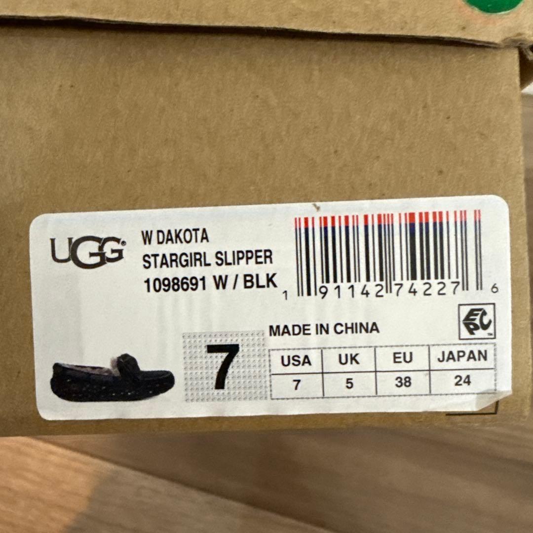 UGG ダコタスターガール ブラック リボン付き モカシン 24cm