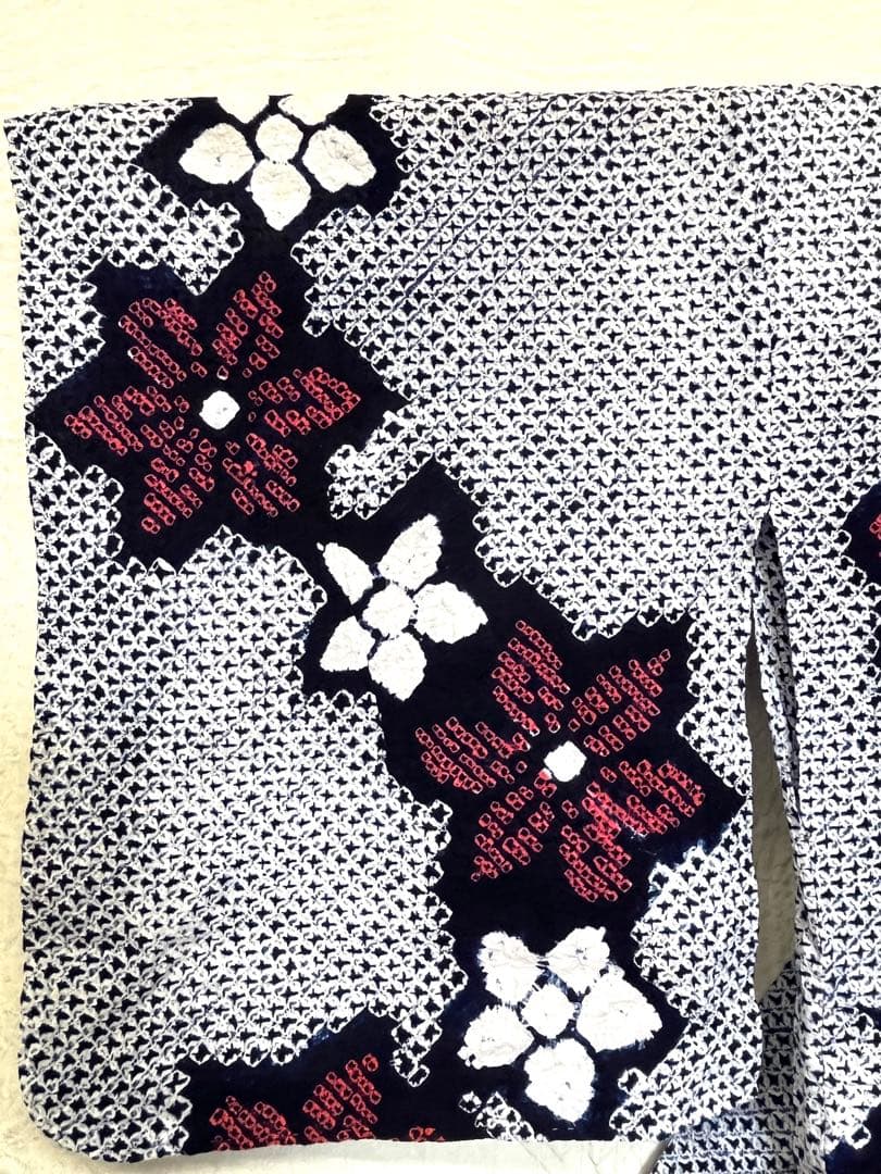 有松鳴海絞り　浴衣　花つなぎ　（221）