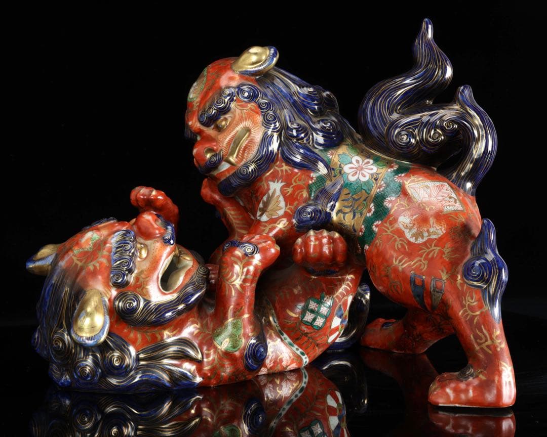 絡み獅子 戯れ獅子 狂い獅子 獅子 置物 縁起物 厄除 魔除 古美術 骨董品