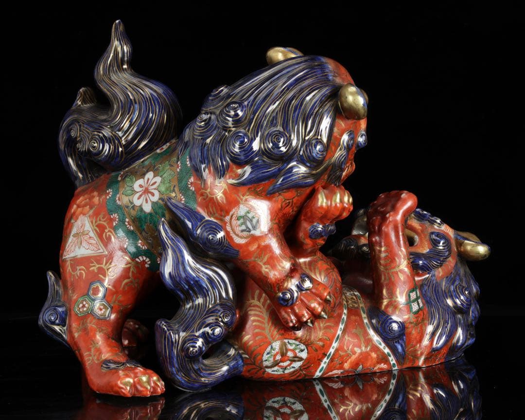 絡み獅子 戯れ獅子 狂い獅子 獅子 置物 縁起物 厄除 魔除 古美術 骨董品