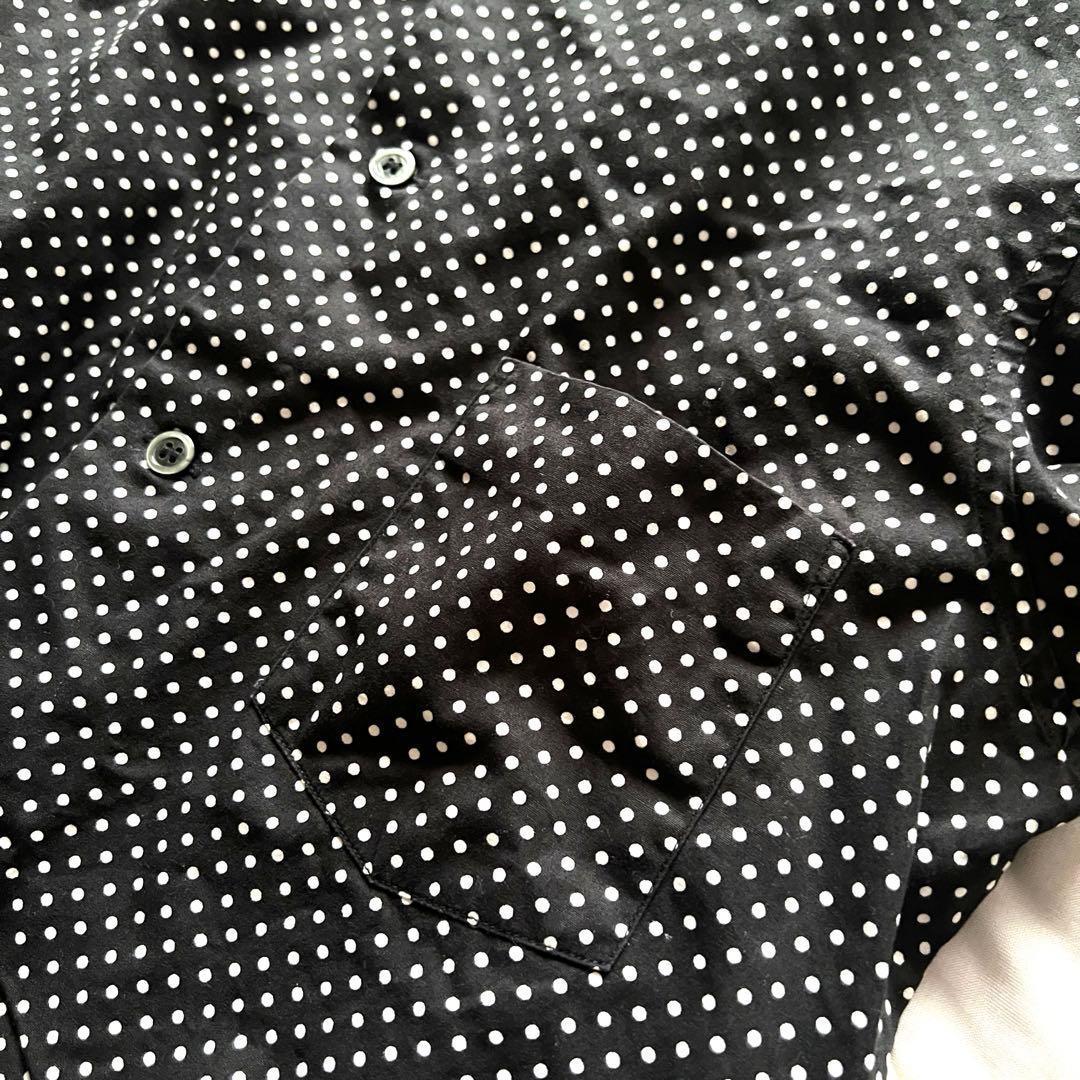 希少 08年製 ブラックコムデギャルソン ドット柄 丸襟 デザインシャツ