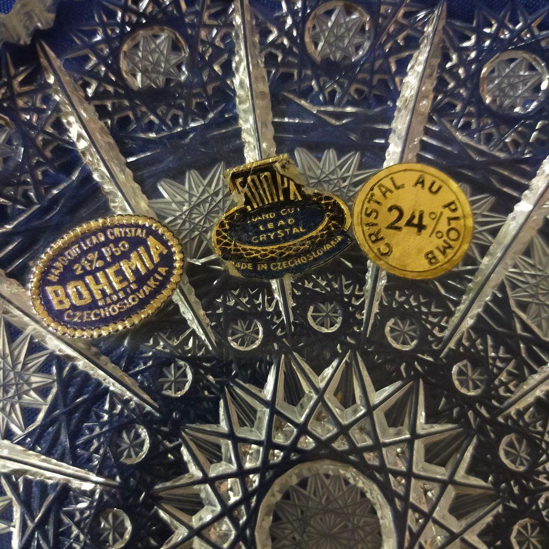 ボヘミア　500PK　豪華カット　クリスタル　皿　プレート　5枚