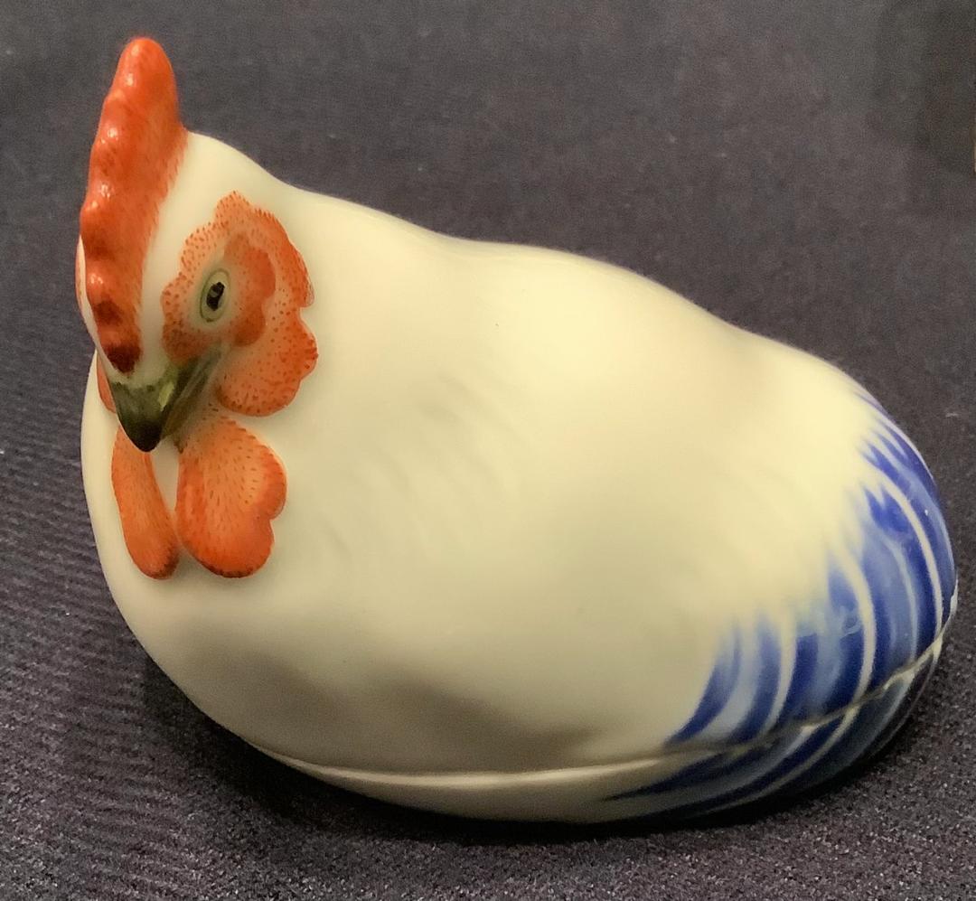 【香蘭社】香合　鶏　陶器　骨董　茶道具　明治時代物