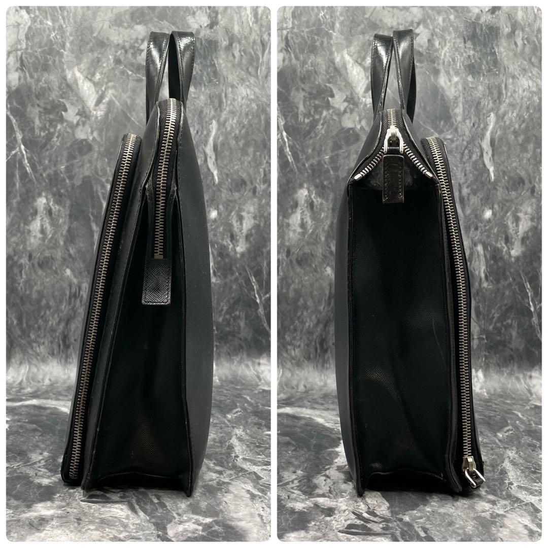 【良品】PRADA プラダ　ブリーフケース　サフィアーノレザー　ブラック　メンズ