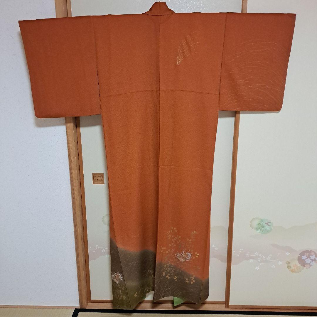 サンヒストリー　訪問着　+正絹長襦袢　スワトウ刺繍　裄64 肩身丈152