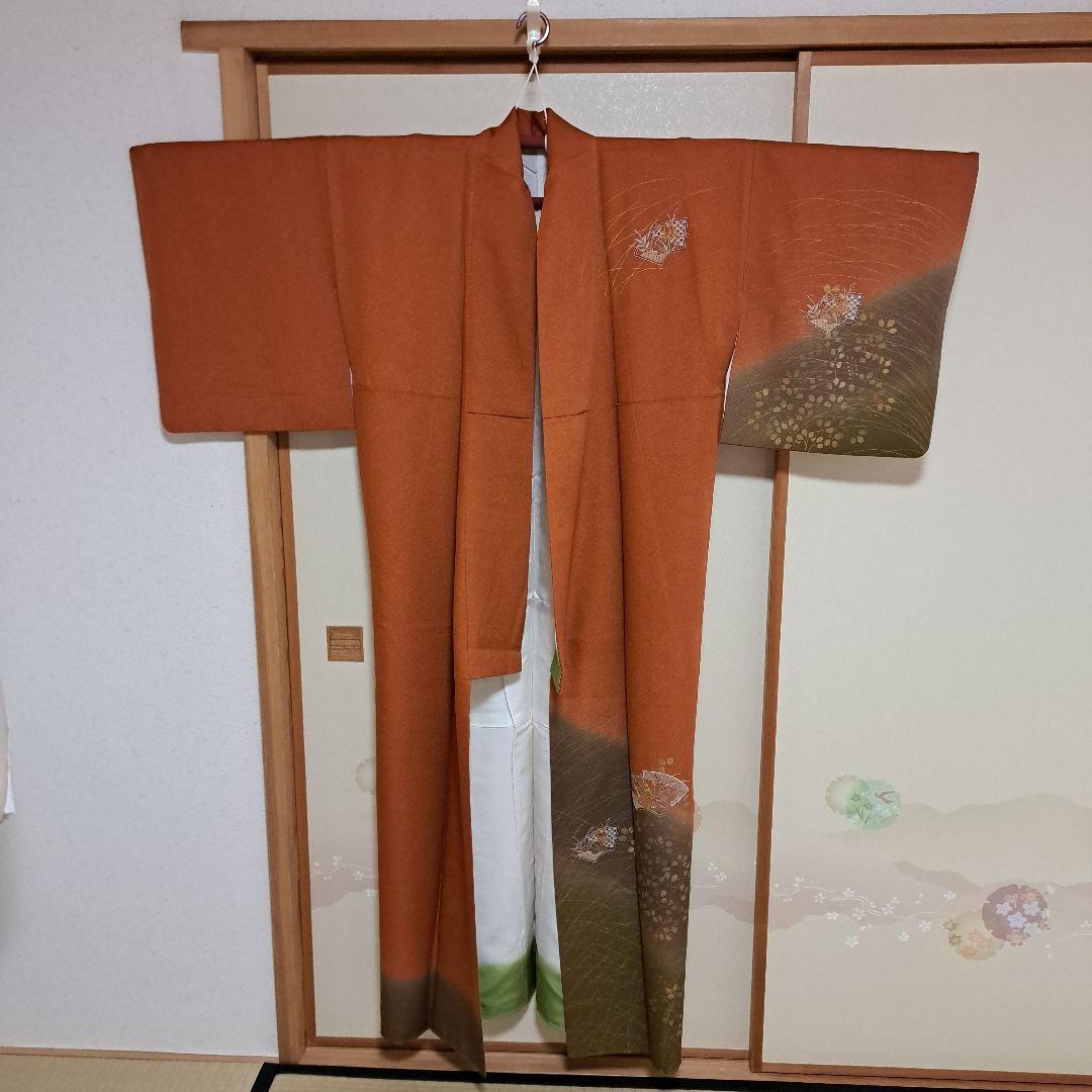 サンヒストリー　訪問着　+正絹長襦袢　スワトウ刺繍　裄64 肩身丈152