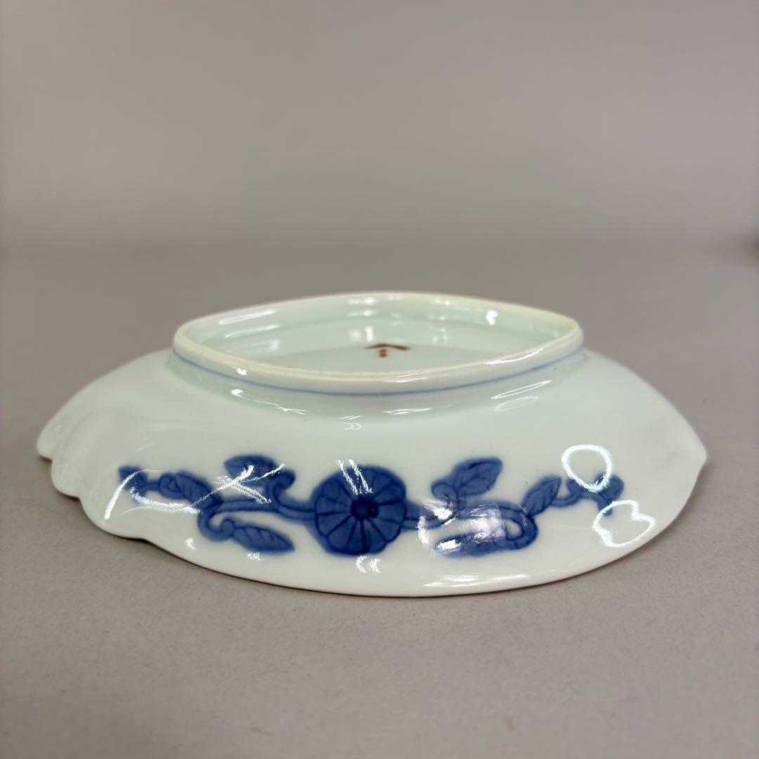 美品 有田焼 賞美堂 其泉 金彩色絵菊花唐草 鮑型 小皿 取皿 5客セット