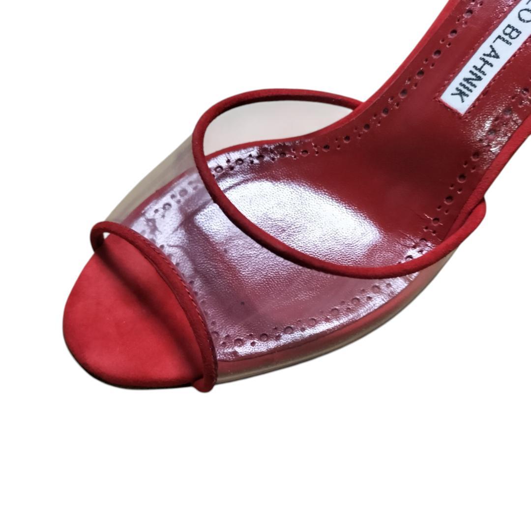 【美品・箱付き】マノロブラニク サンダル ミュール レッド 赤 22.5cm相当