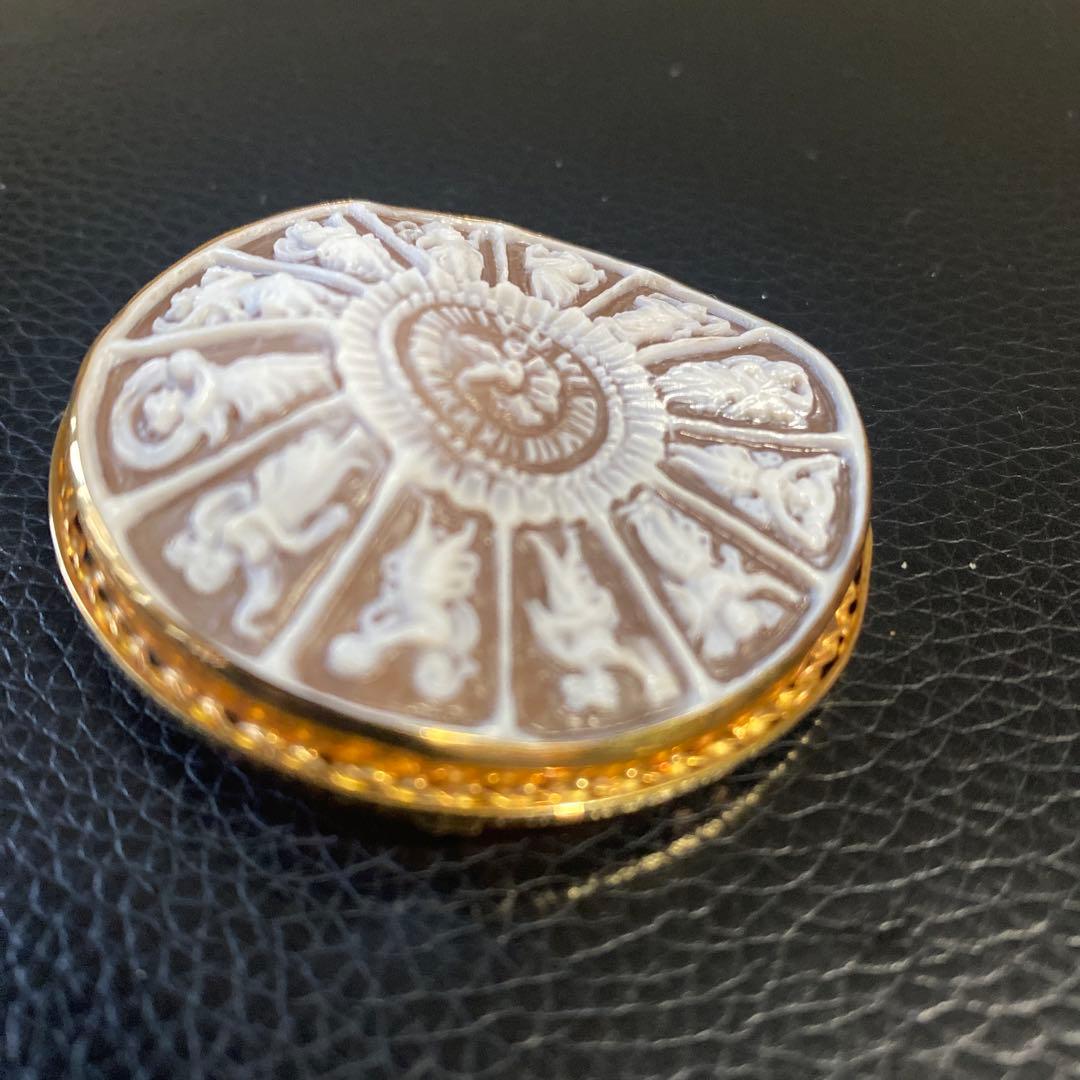 K18枠❤️カメオブローチ 十二星座 ヴィンテージ 一点物 貴金属 アンティーク