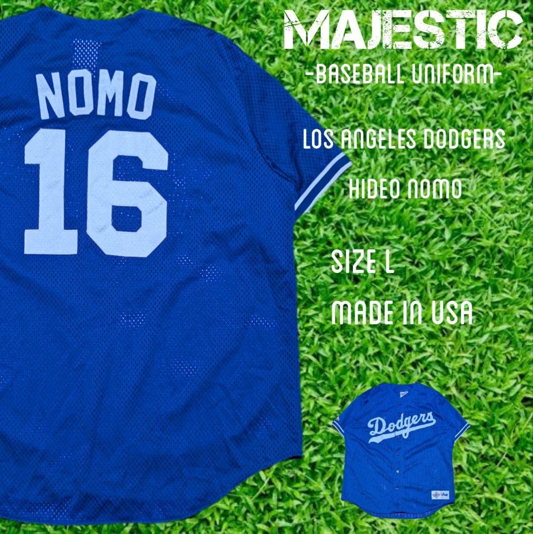 酒　90s USA製 マジェスティックドジャース 野茂英雄 ユニフォームＬ
