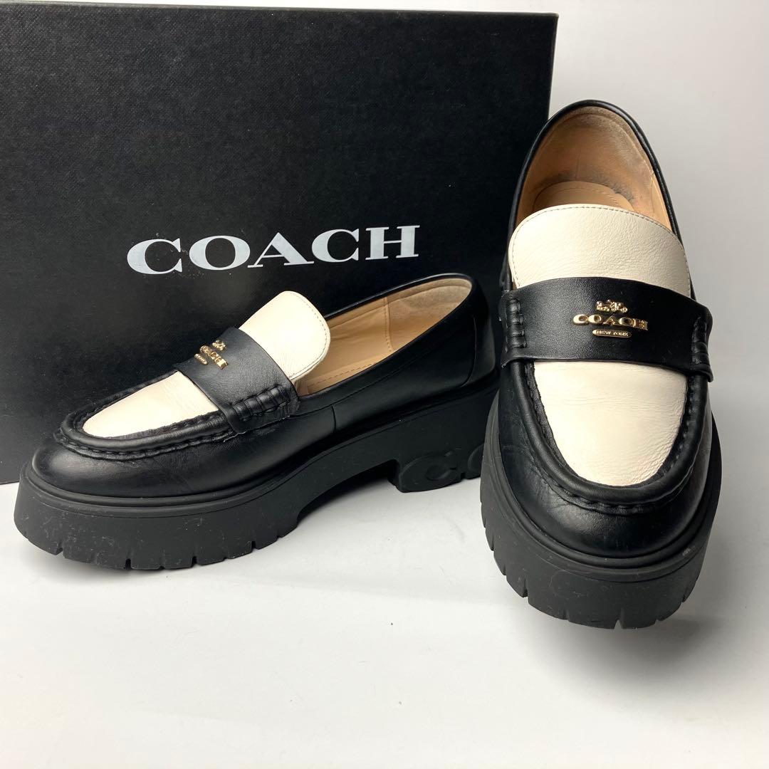 【美品】COACH ルーシー　厚底　レザーローファー　チャンキーヒール　23.5