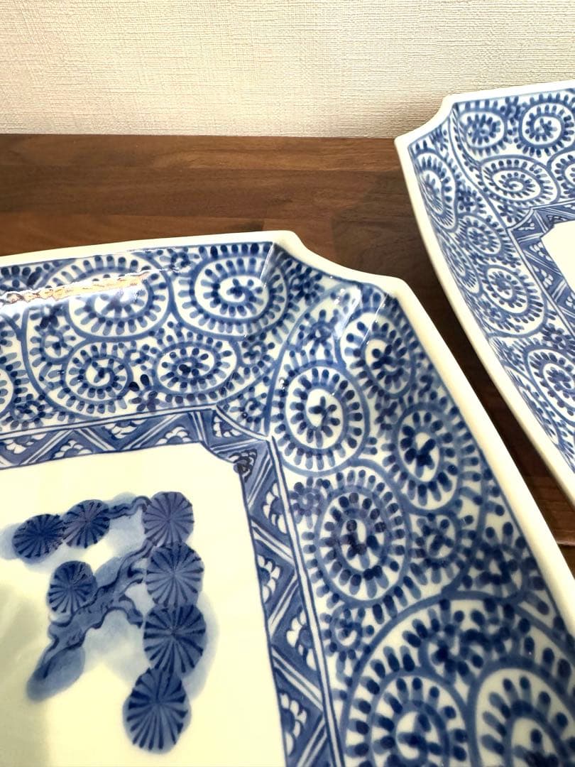 【新品未使用品】FOURGRACE 蛸唐草　松竹梅　隅切盛皿