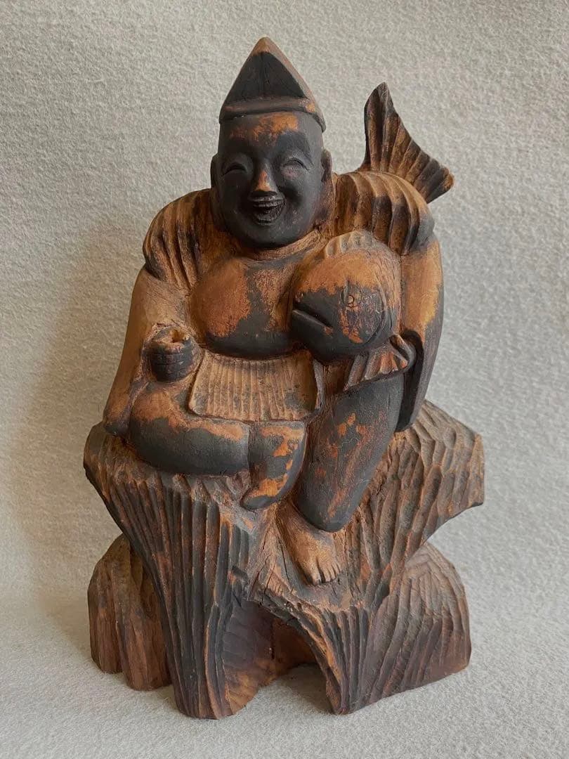 【レトロ】木彫り／恵比寿・大黒天の置物