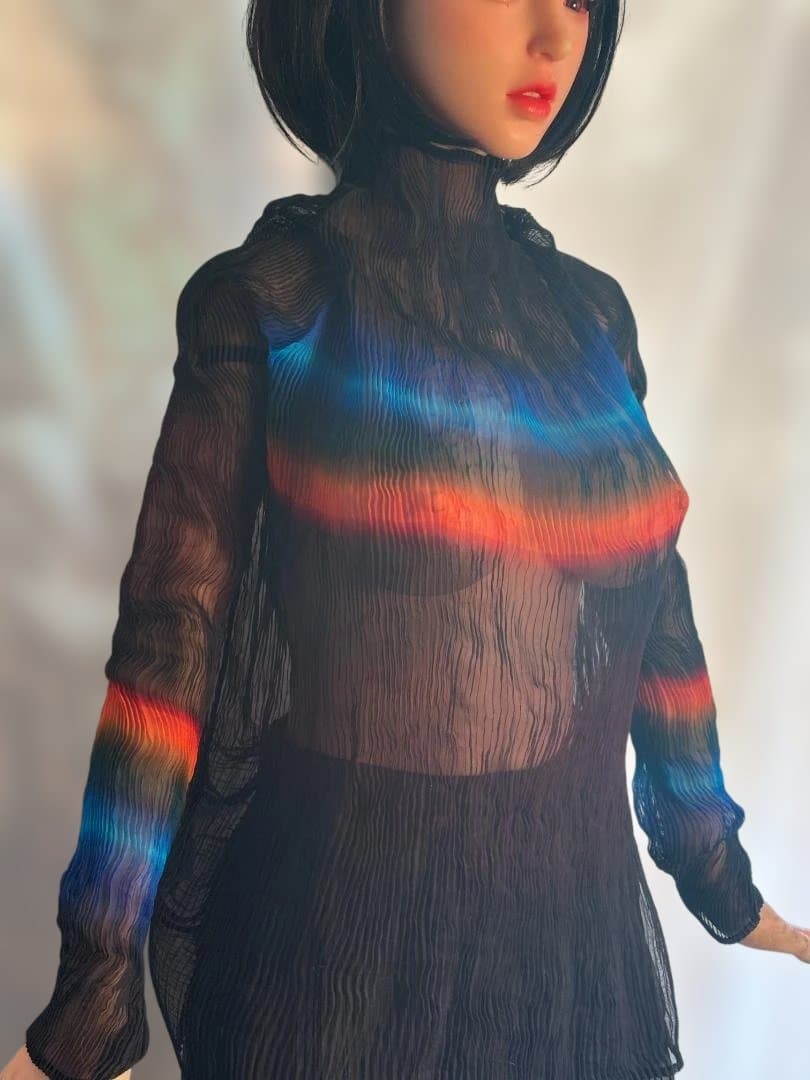 ISSEY MIYAKE ボーダー入り プリーツ ハイネック