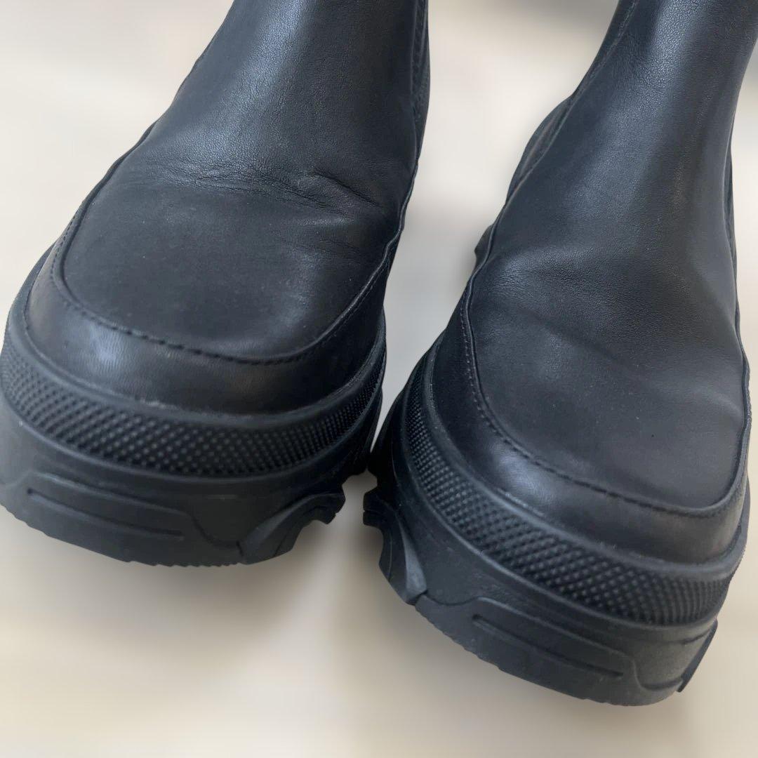 ぺ*こ様 【美品】SOREL ソレル　ブラックレザーサイドゴアブーツ 24cm