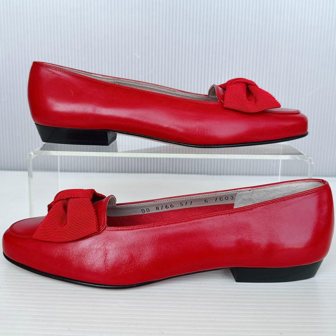 サルヴァトーレフェラガモ　リボン　パンプス　バレリーナ　フラットシューズ　6C