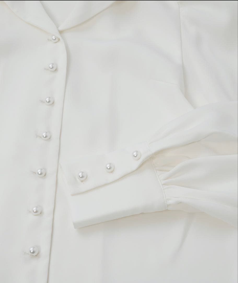 【美品】JENNE オープンカラーブラウス ホワイト