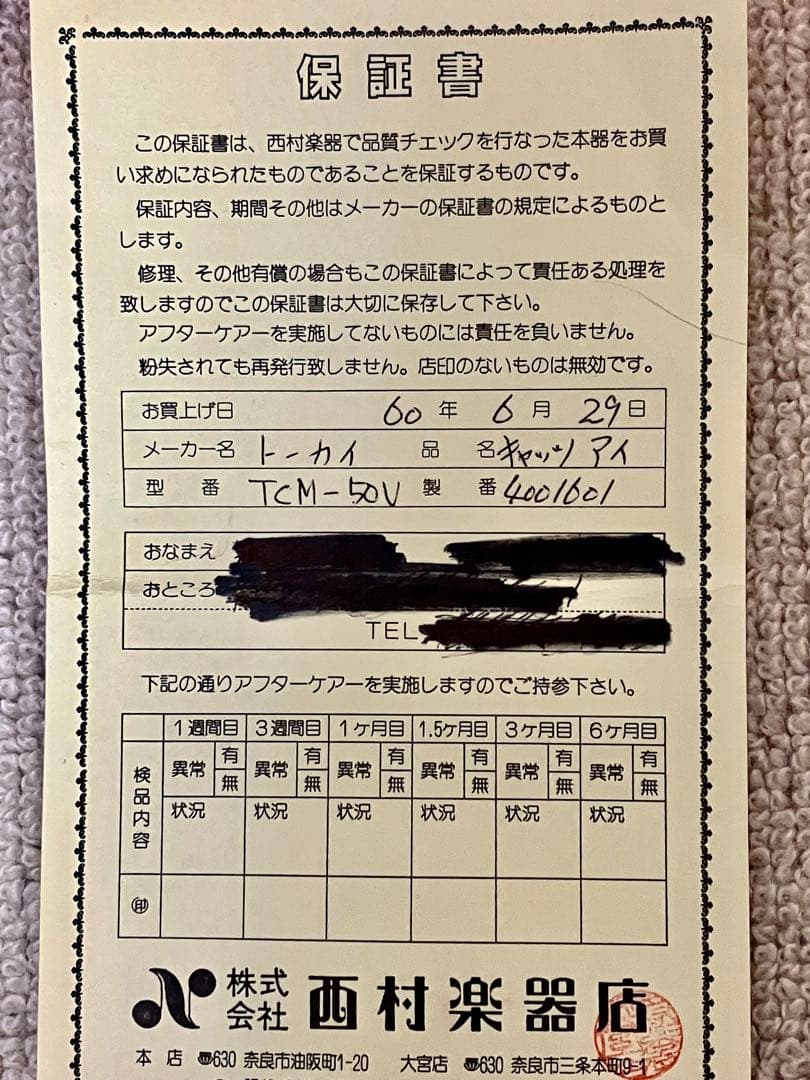 キャッツアイTCM-50V HD-28Vコピーモデルトップ単板純正ハードケース付